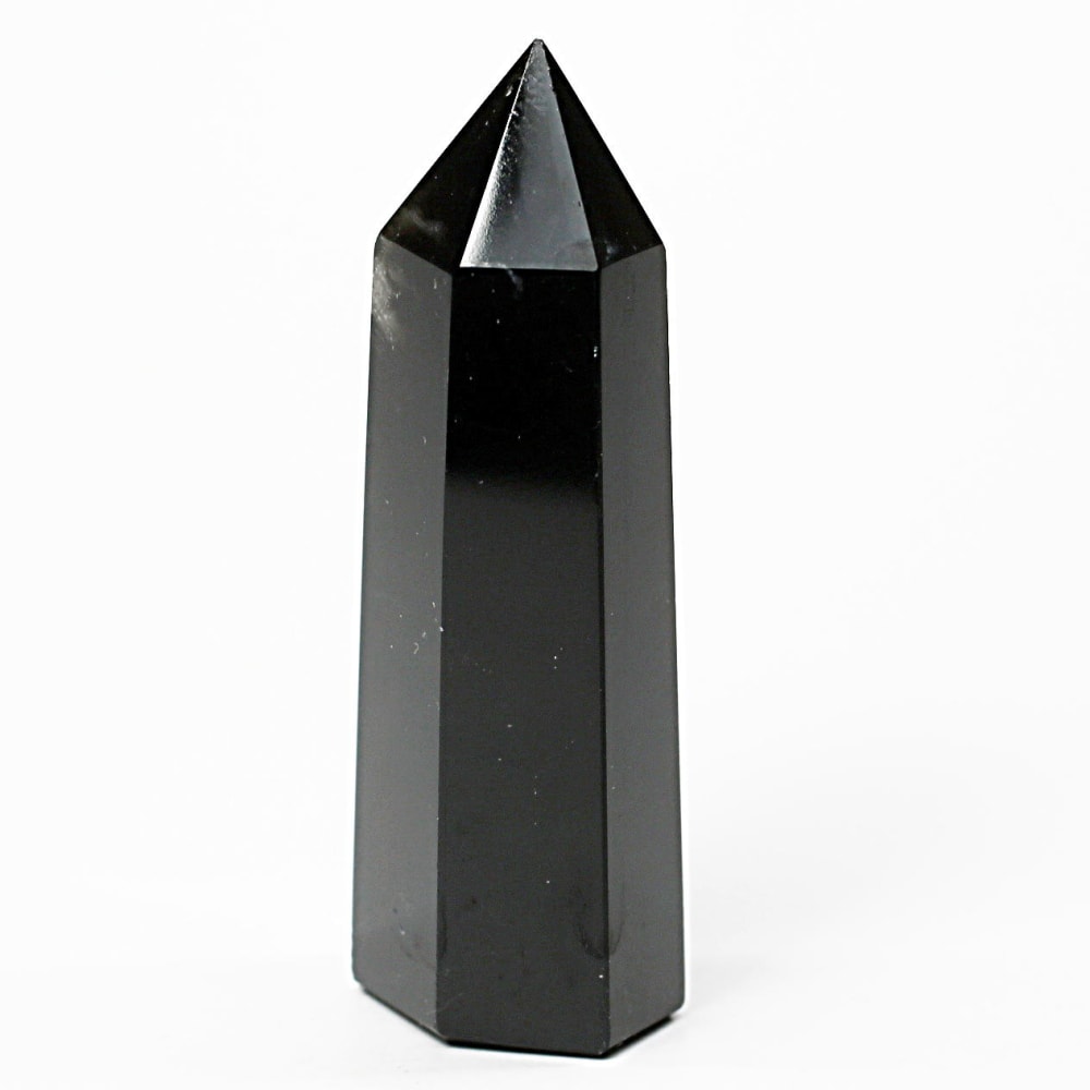 [山東省産]モリオンポリッシュポイント/黒水晶（高さ約62.2mm）