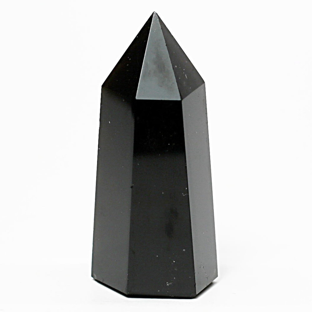 [山東省産]モリオンポリッシュポイント/黒水晶（高さ約52.3mm）