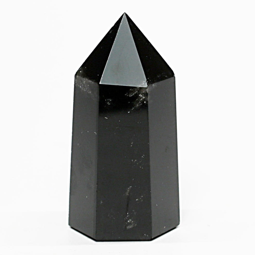 [山東省産]モリオンポリッシュポイント/黒水晶（高さ約50.2mm）