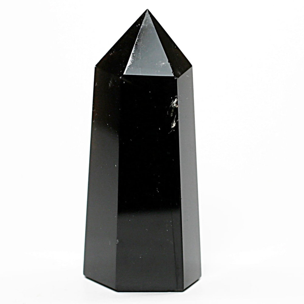 [山東省産]モリオンポリッシュポイント/黒水晶（高さ約60.6mm）