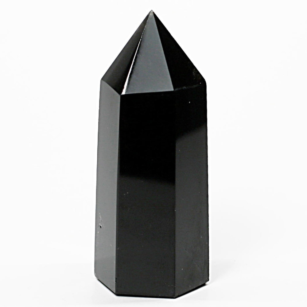 [山東省産]モリオンポリッシュポイント/黒水晶（高さ約62.9mm）