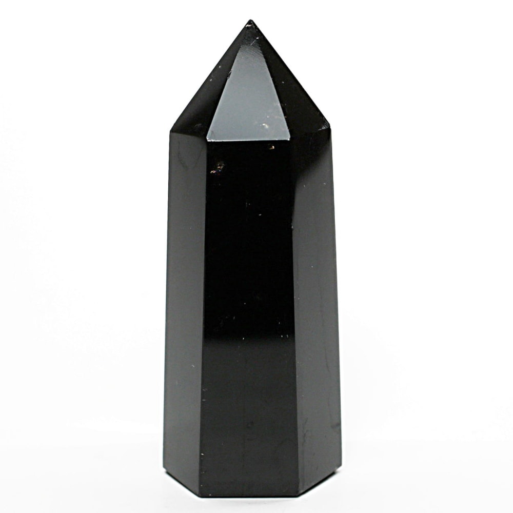 [山東省産]モリオンポリッシュポイント/黒水晶（高さ約67.3mm）