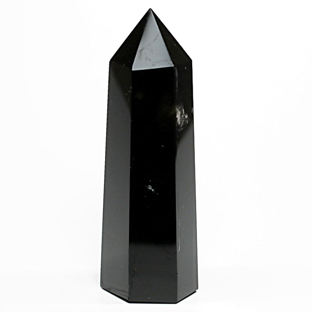 [山東省産]モリオンポリッシュポイント/黒水晶（高さ約88.0mm）