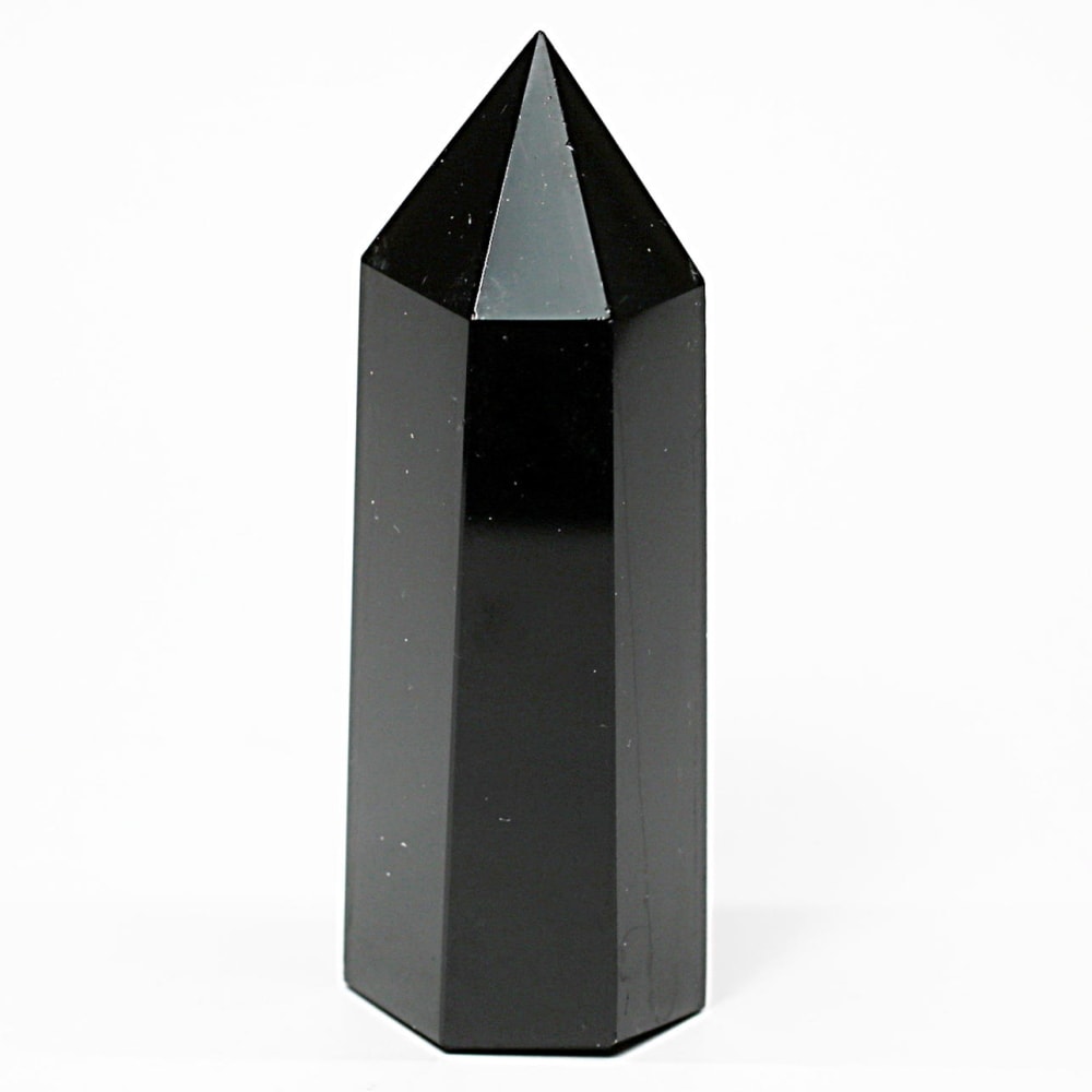 [山東省産]モリオンポリッシュポイント/黒水晶（高さ約72.2mm）