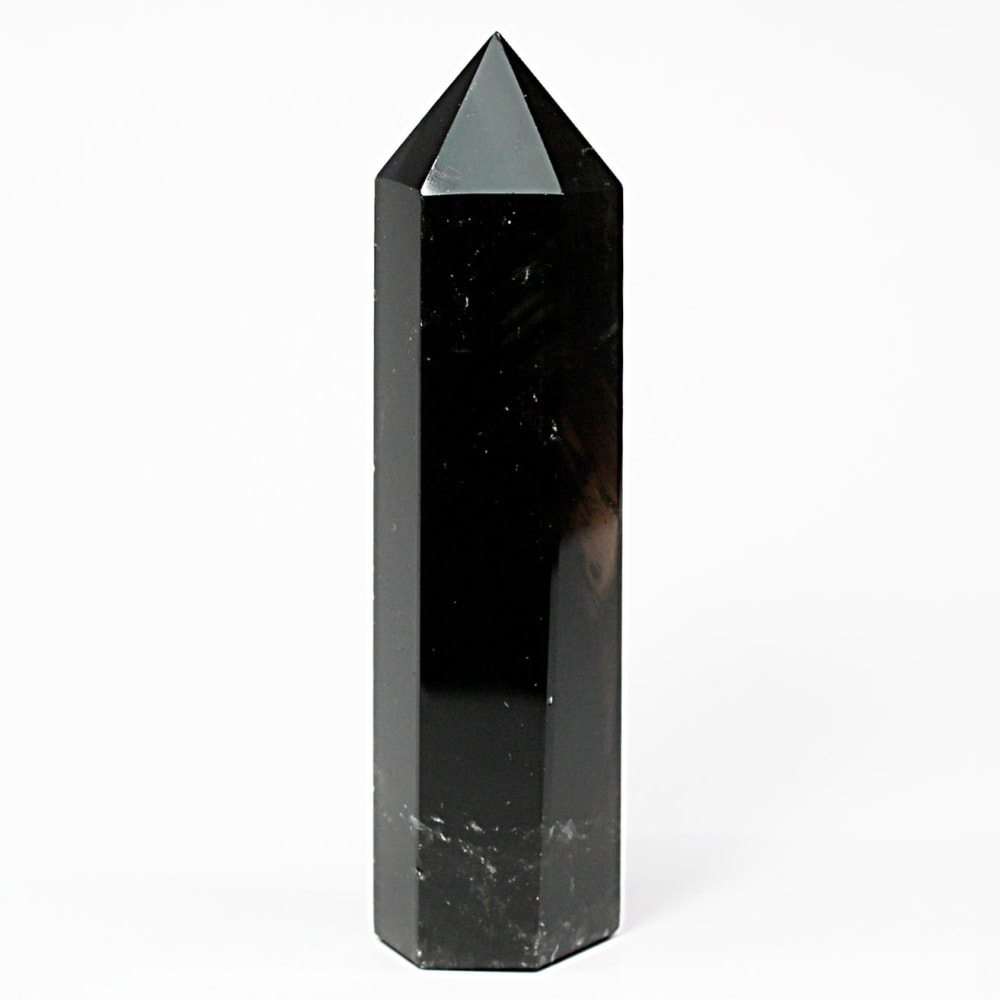 [山東省産]モリオンポリッシュポイント/黒水晶（高さ約92.1mm）