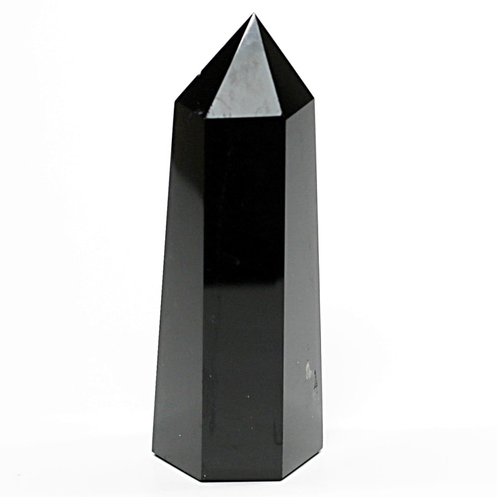 [山東省産]モリオンポリッシュポイント/黒水晶（高さ約80.5mm）