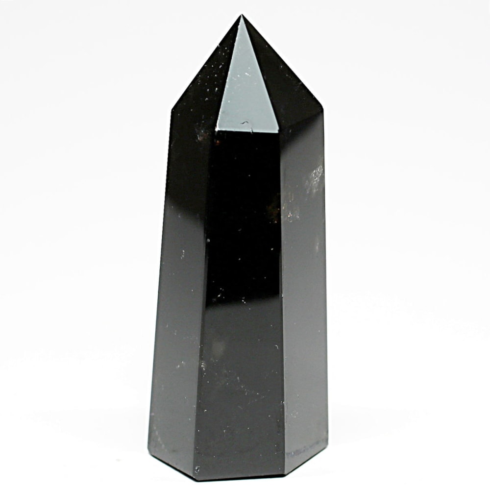 [山東省産]モリオンポリッシュポイント/黒水晶（高さ約75.6mm）