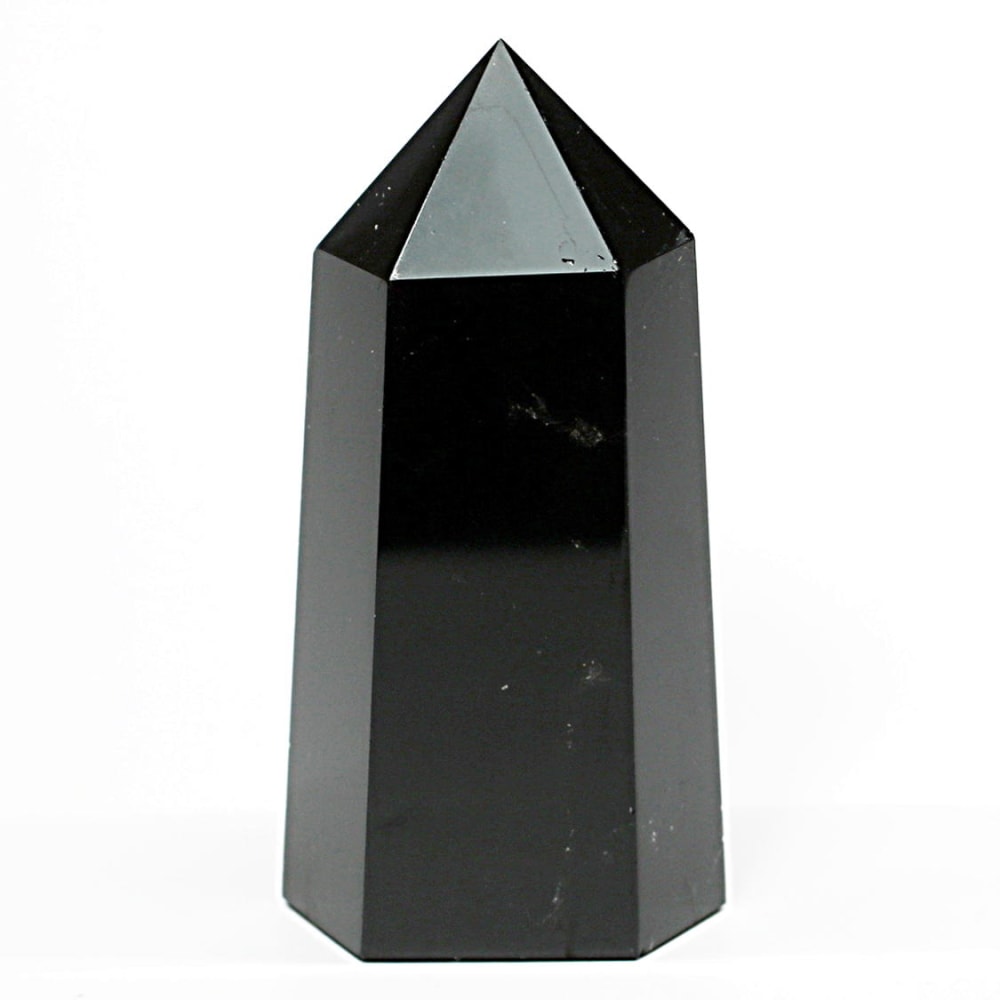 [山東省産]モリオンポリッシュポイント/黒水晶（高さ約75.0mm）
