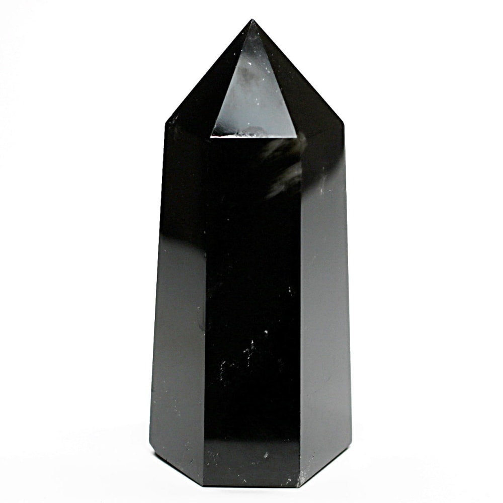 [山東省産]モリオンポリッシュポイント/黒水晶（高さ約80.7mm）