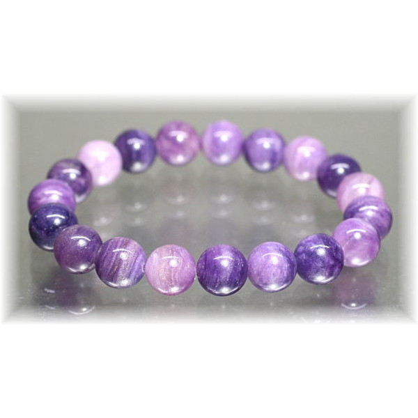 パープルフローライトブレスレット（約10mm玉）(PURPLE-FLOURITE1001IS