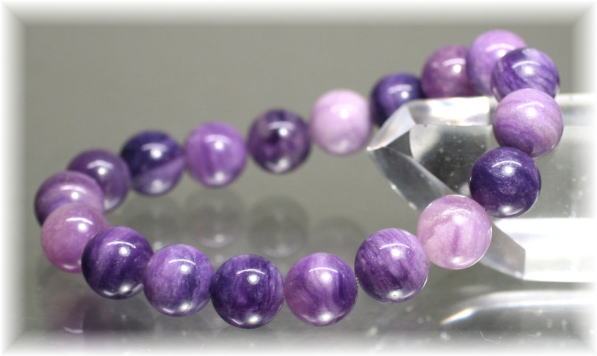 パープルフローライトブレスレット（約10mm玉）(PURPLE-FLOURITE1001IS