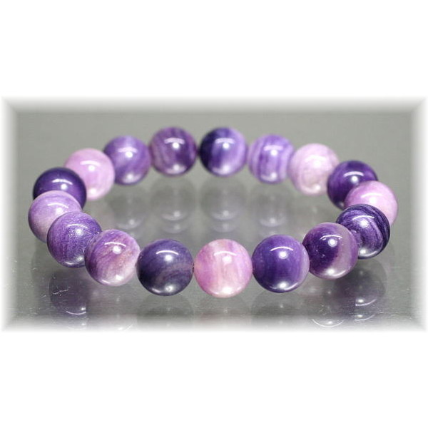 パープルフローライトブレスレット（約12mm玉）(PURPLE-FLOURITE1201IS