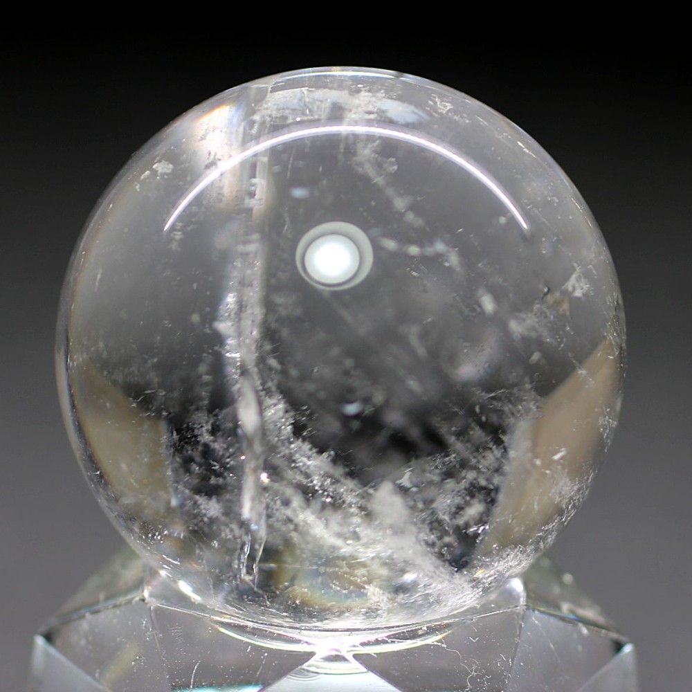 [高品質]レインボー水晶玉/アイリスクォーツスフィア（丸玉直径33.7mm）