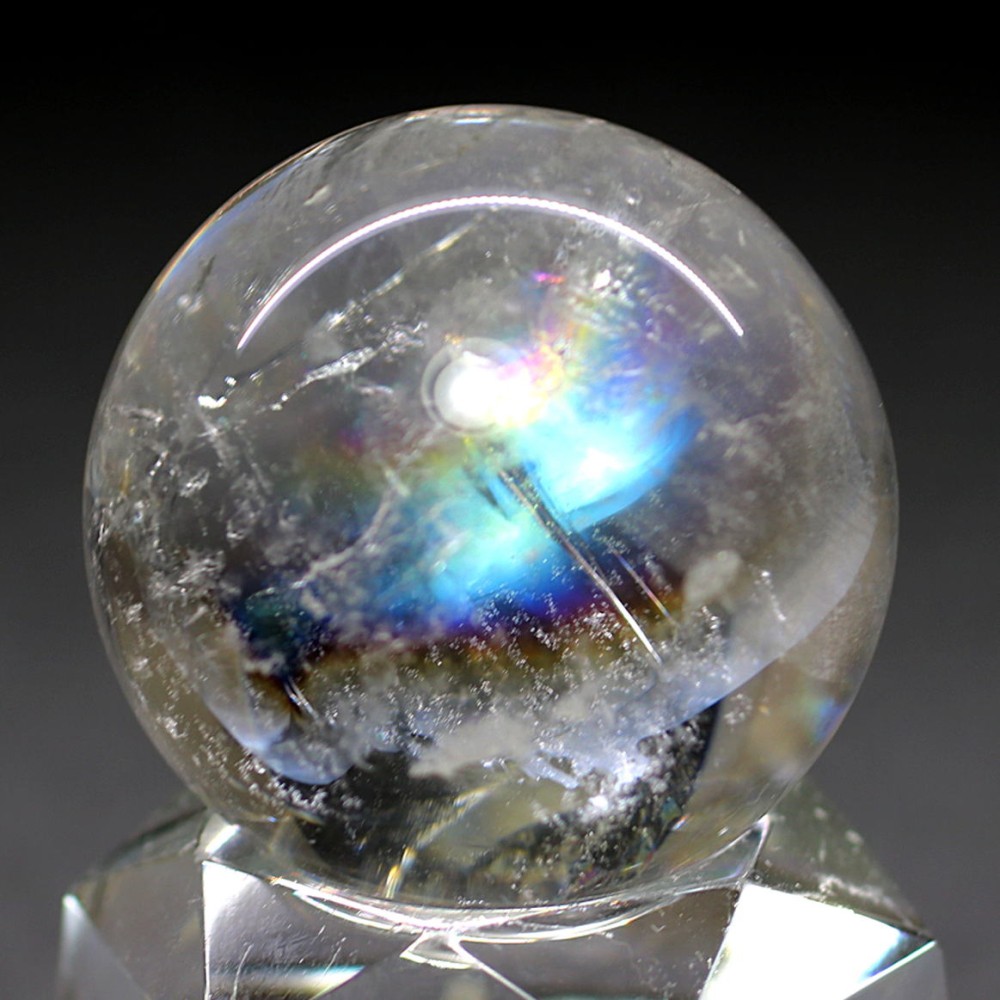 [高品質]レインボー水晶玉/アイリスクォーツスフィア（丸玉直32.4mm）