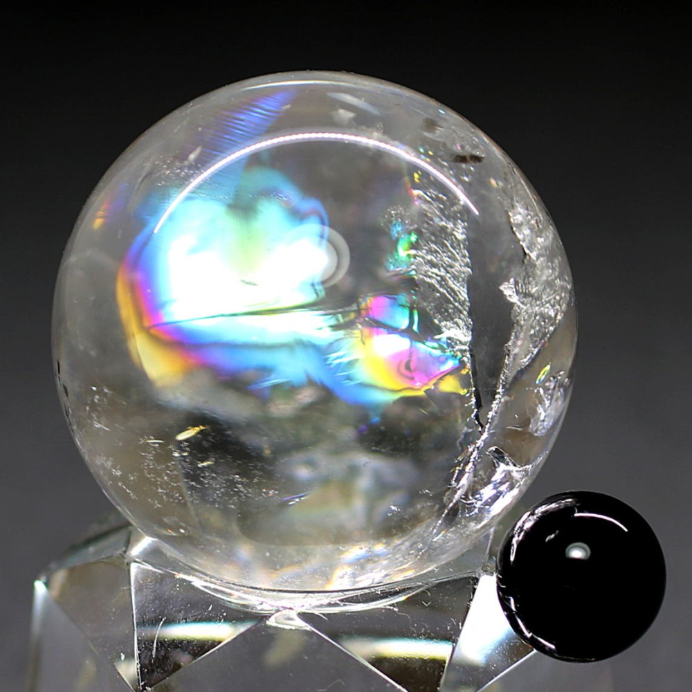 [高品質]レインボー水晶玉/アイリスクォーツスフィア（丸玉直32.4mm）