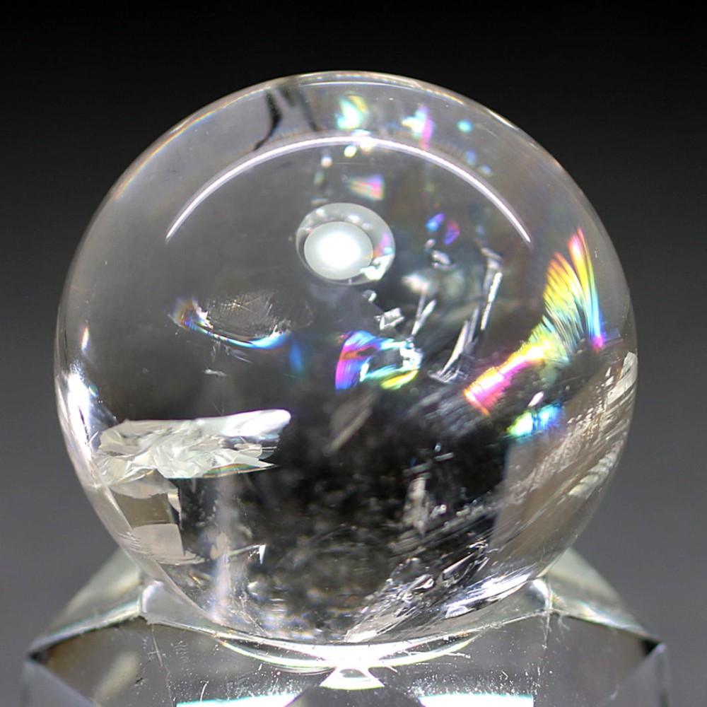[高品質]レインボー水晶玉/アイリスクォーツスフィア（丸玉直径32.0mm）