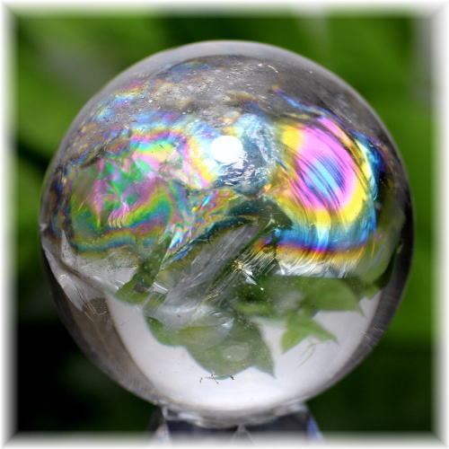高品質]虹入り天然水晶玉/丸玉/スフィア(RAINBOWinQUARTZ-910IS 