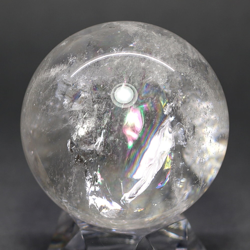 [ブラジル産]レインボー水晶玉/アイリスクォーツスフィア（丸玉直径51.5mm）