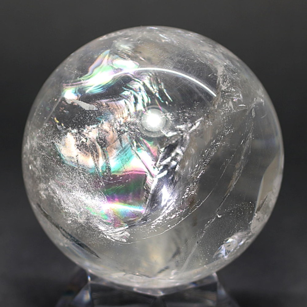 [ブラジル産]レインボー水晶玉/アイリスクォーツスフィア（丸玉直径55.1mm）