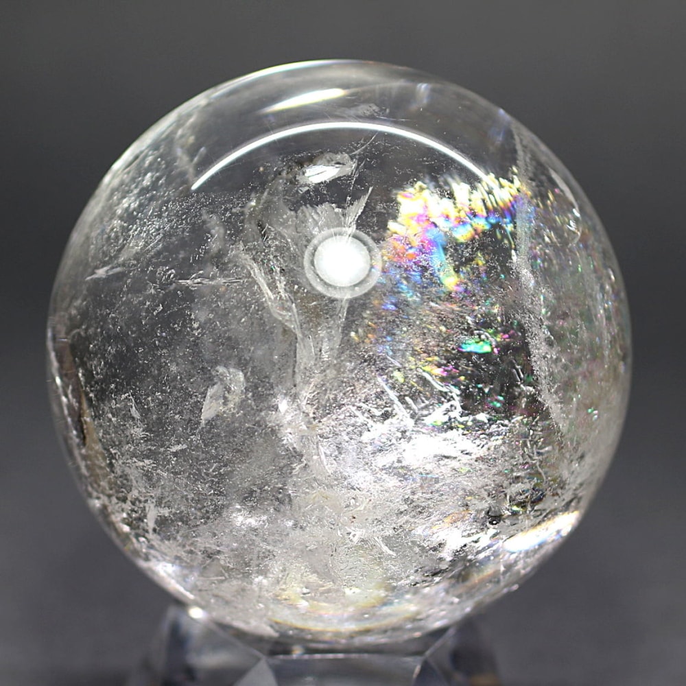 [ブラジル産]レインボー水晶玉/アイリスクォーツスフィア（丸玉直径58.3mm）