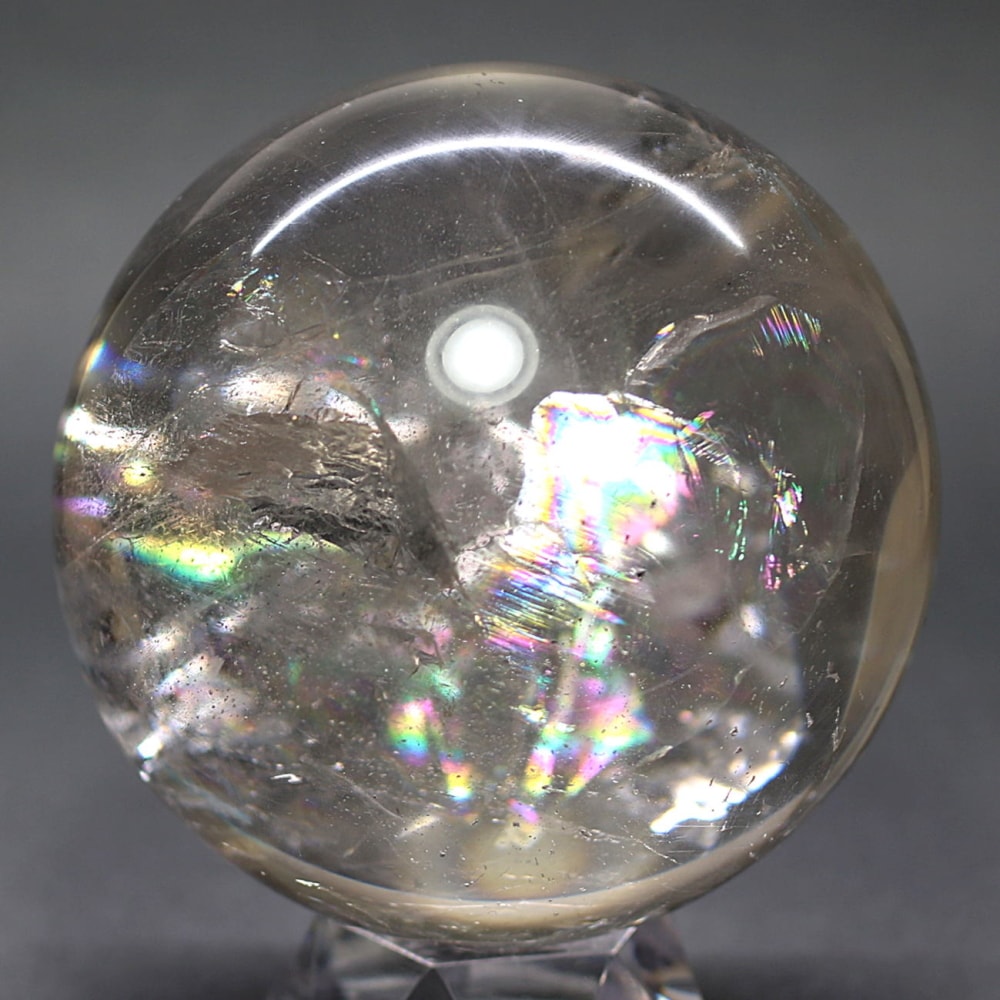 [ブラジル産]レインボー水晶玉/アイリスクォーツスフィア（丸玉直径78.5mm）