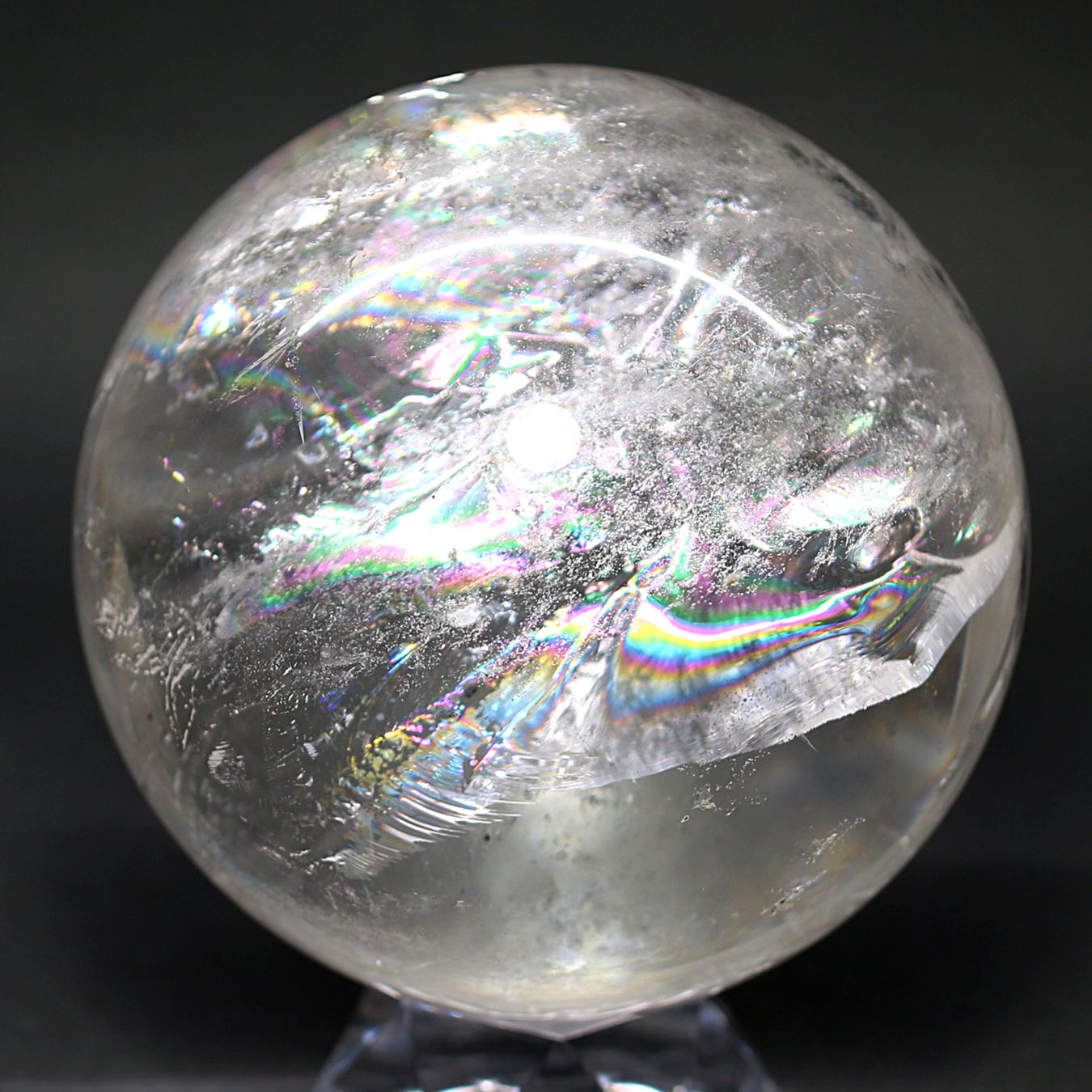 [ブラジル産]レインボー水晶玉/アイリスクォーツスフィア（丸玉直径87.1mm）