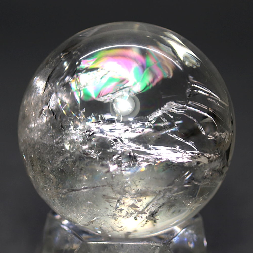 [ブラジル産]レインボー水晶玉/アイリスクォーツスフィア（丸玉直径33.3mm）