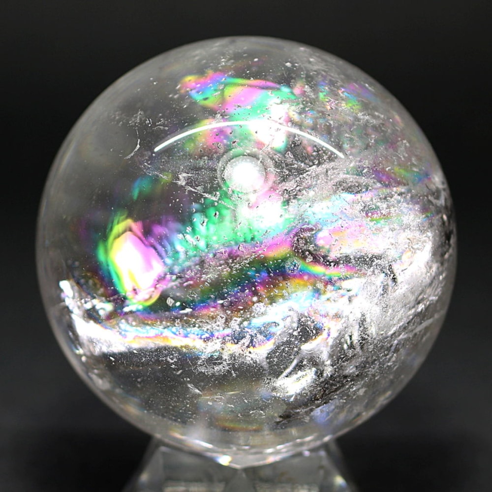 [ブラジル産]レインボー水晶玉/アイリスクォーツスフィア（丸玉直径52.1mm）