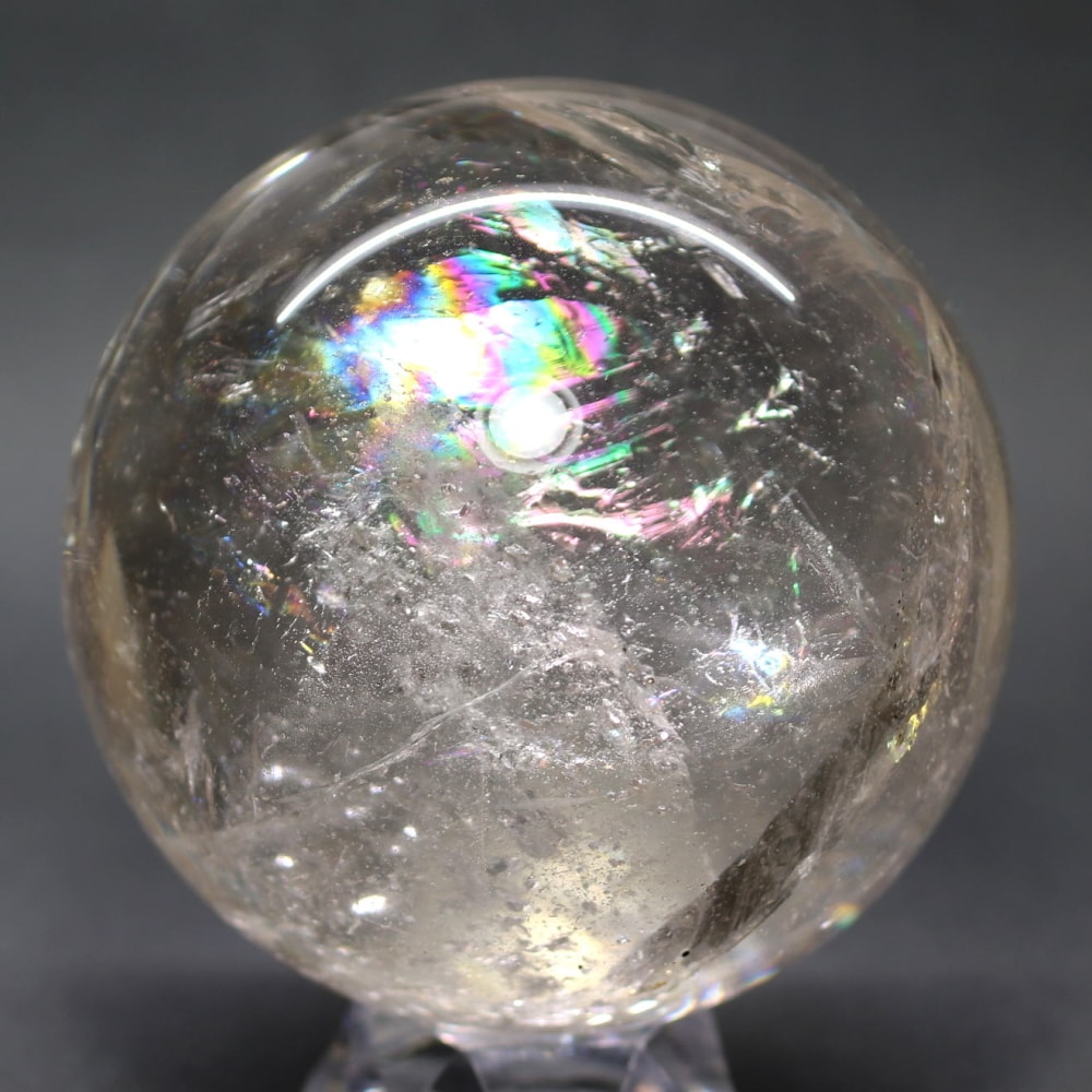 [ブラジル産]レインボー水晶玉/アイリスクォーツスフィア（丸玉直径84.3mm）