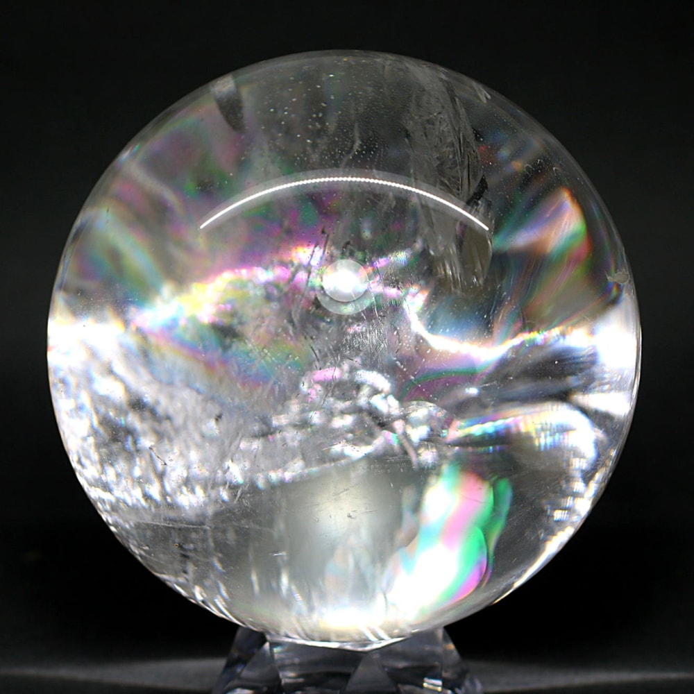 [ブラジル産]レインボー水晶玉/アイリスクォーツスフィア（丸玉直径約90mm）