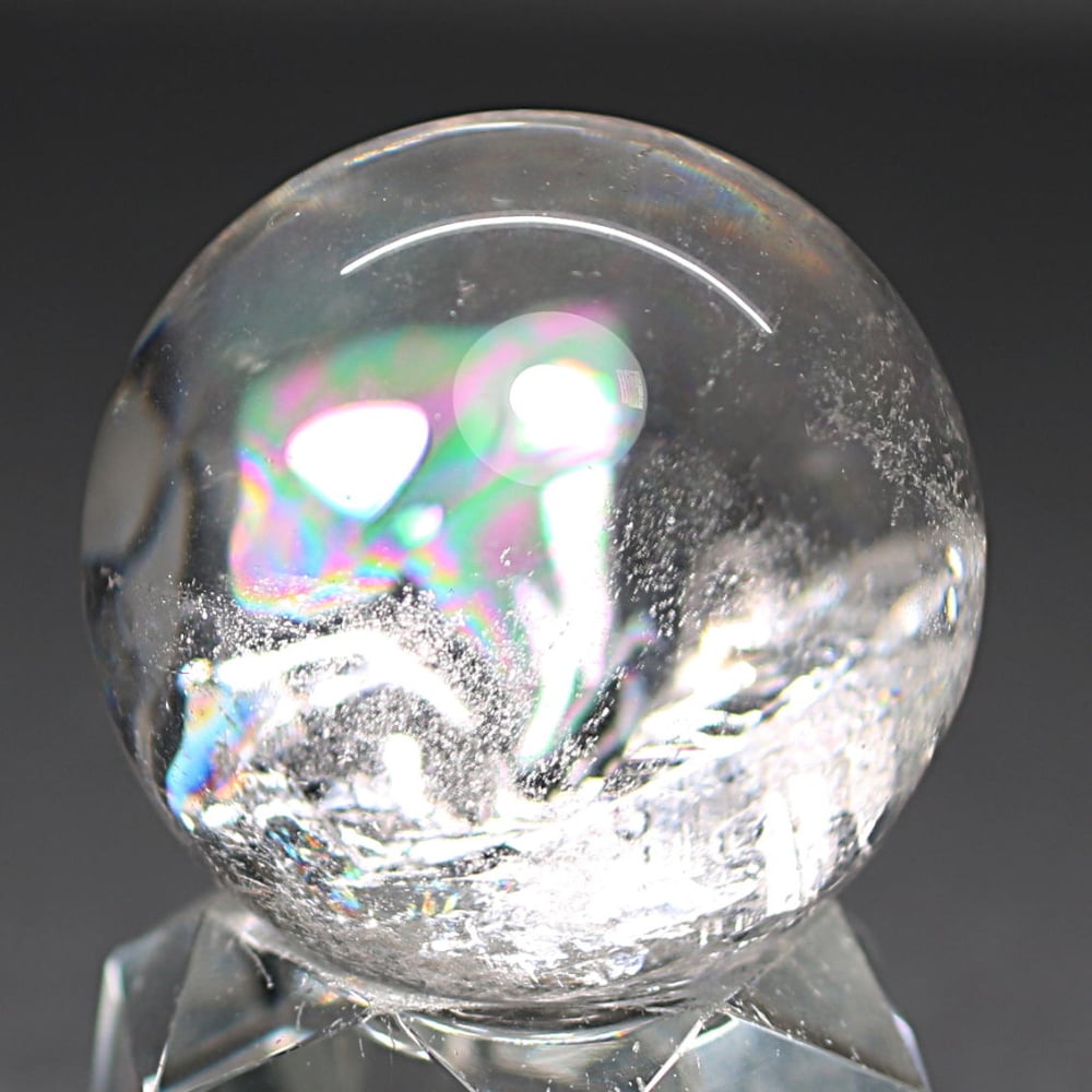 [高品質・ブラジル産]レインボー水晶玉/アイリスクォーツスフィア（丸玉直径35.5mm）