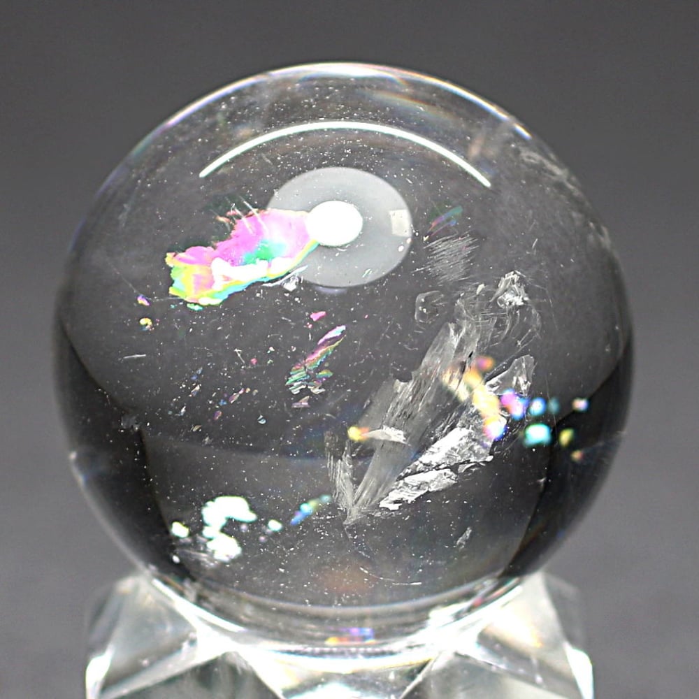[高品質・ブラジル産]レインボー水晶玉/アイリスクォーツスフィア（丸玉直径36.3mm）