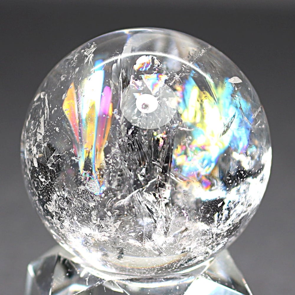 [高品質・ブラジル産]レインボー水晶玉/アイリスクォーツスフィア（丸玉直径37.1mm）