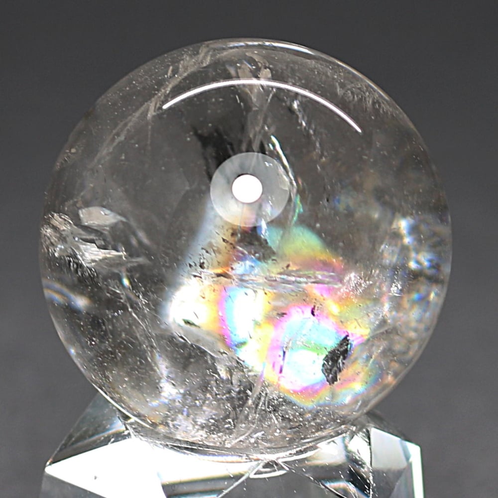 [高品質・ブラジル産]レインボー水晶玉/アイリスクォーツスフィア（丸玉直径37.7mm）