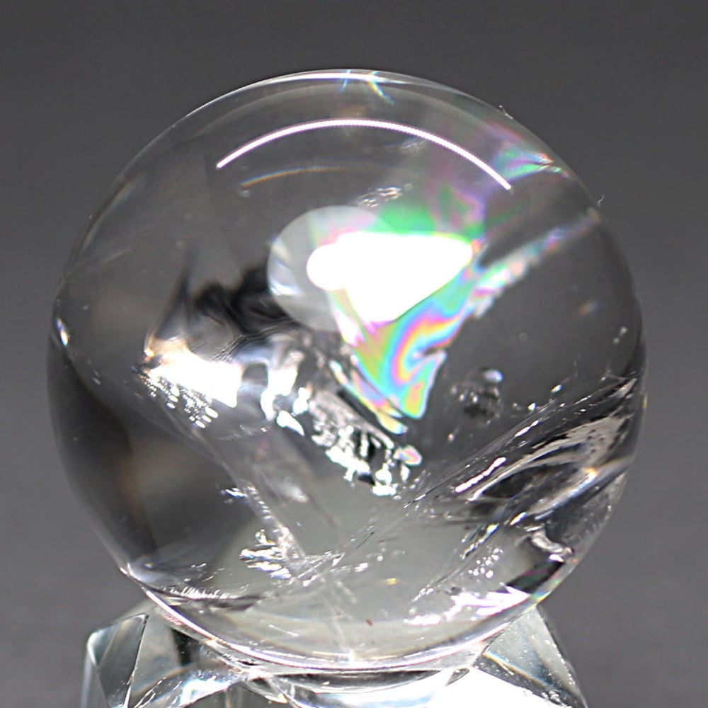 [高品質・ブラジル産]レインボー水晶玉/アイリスクォーツスフィア（丸玉直径39.0mm）