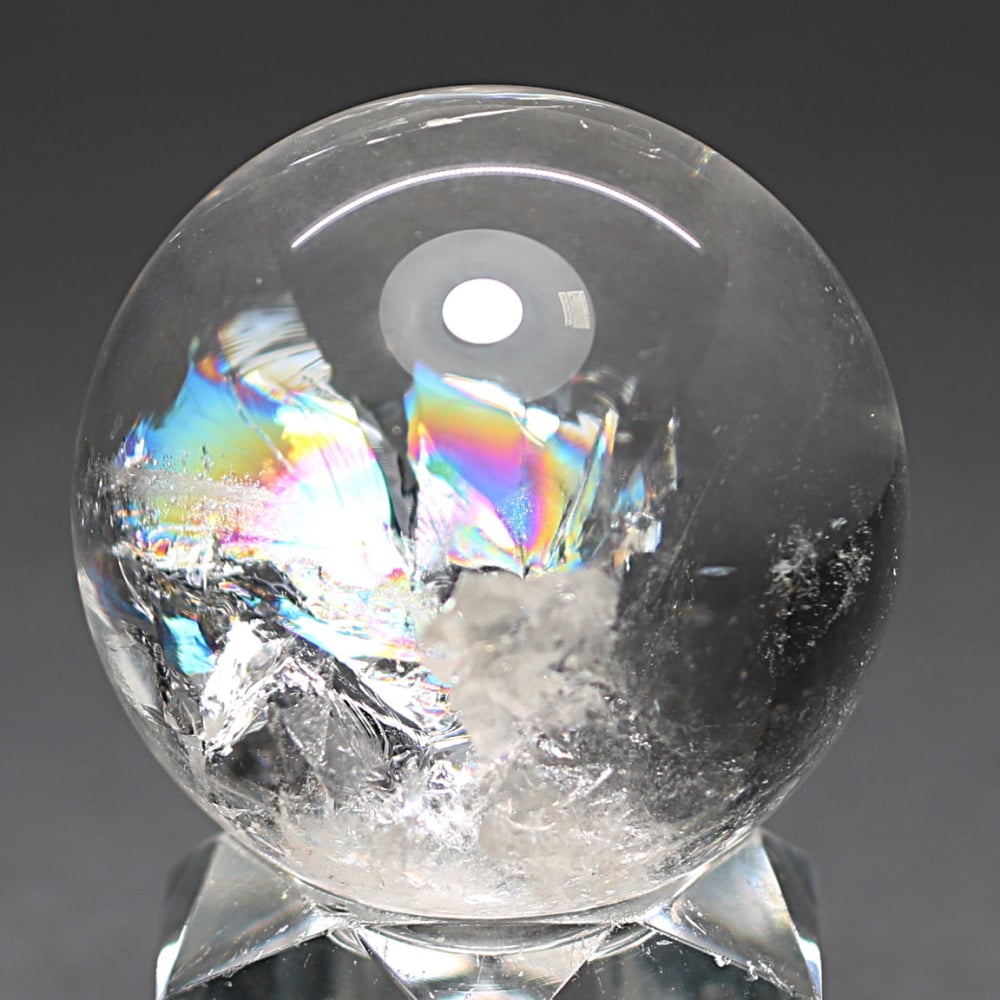 [高品質・ブラジル産]レインボー水晶玉/アイリスクォーツスフィア（丸玉直径39.1mm）