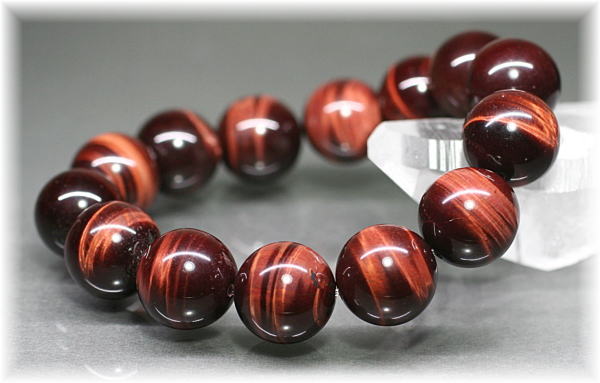 3A++]レッドタイガーアイブレスレット/加熱処理（約16mm玉）(REDTIGERSEYE-RT1601IS) 天然石・パワーストーン  Infonix（インフォニック）