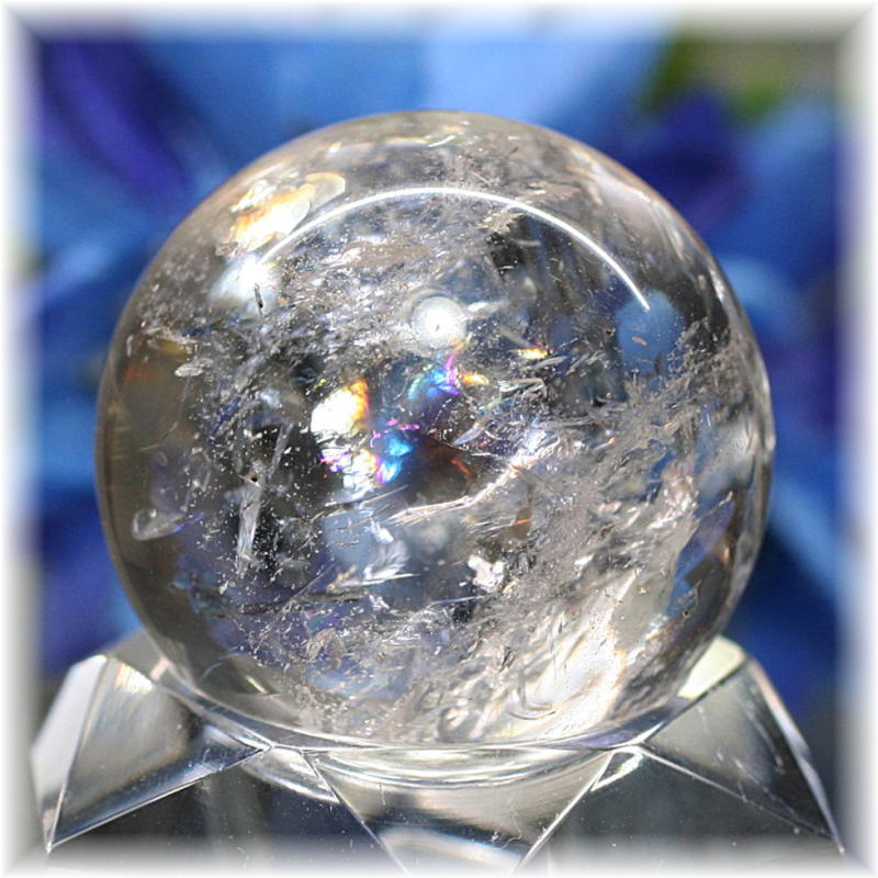 [高品質]レインボー水晶丸玉/アイリスクォーツスフィア（26.8mm）