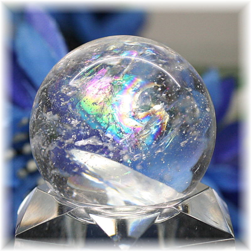 高品質]レインボー水晶丸玉/アイリスクォーツスフィア（26.9mm）(RQTZ 