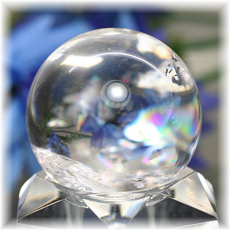 [高品質]レインボー水晶丸玉/アイリスクォーツスフィア（27.7mm）