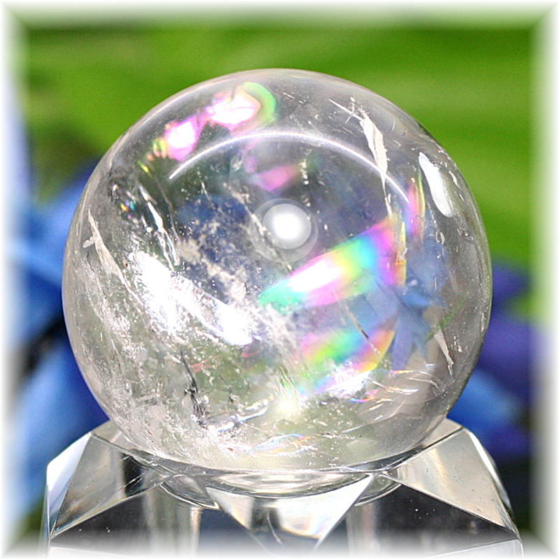 [高品質]レインボー水晶丸玉/アイリスクォーツスフィア（28.8mm）