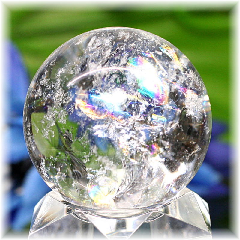 [高品質]レインボー水晶丸玉/アイリスクォーツスフィア（32.7mm）