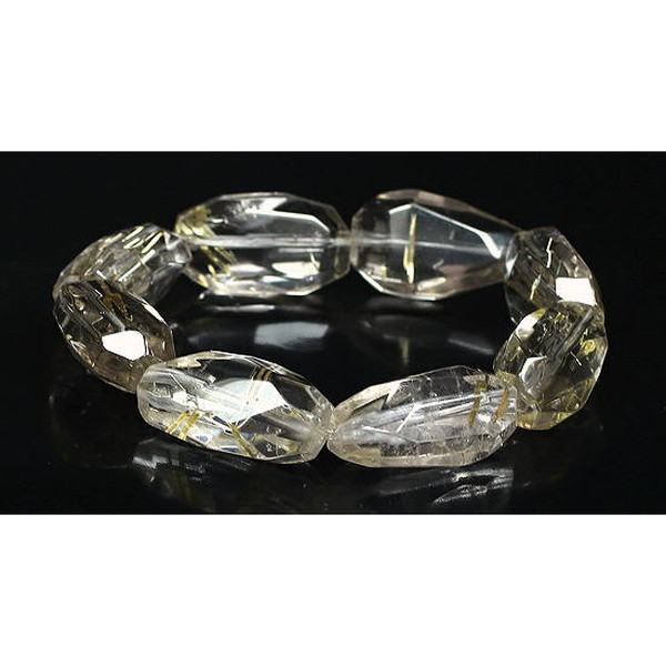 ゴールドルチルクォーツラフカットブレスレット-slide-0