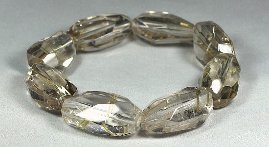 ゴールドルチルクォーツラフカットブレスレット-slide-1