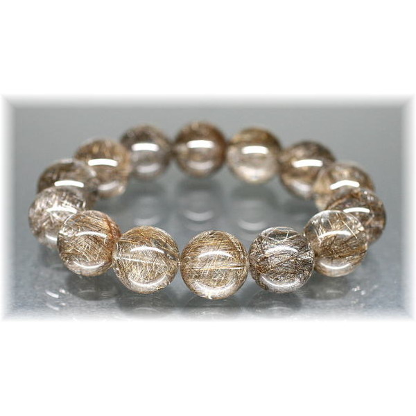 3A++]シルバールチルブレスレット（約16.5mm玉）(SILVERRUTILE